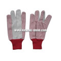 Red Knit Wrist Red PVC Dotted Cotton Glove-2207